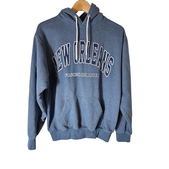 NEW ORLEANS French Quarter Blue Heavy Active Pullover Hoodie SZ M - Picture 1 of 10